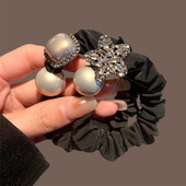 高级感水钻珍珠头绳女东大门发圈高弹力橡皮筋扎马尾发圈新款 头饰