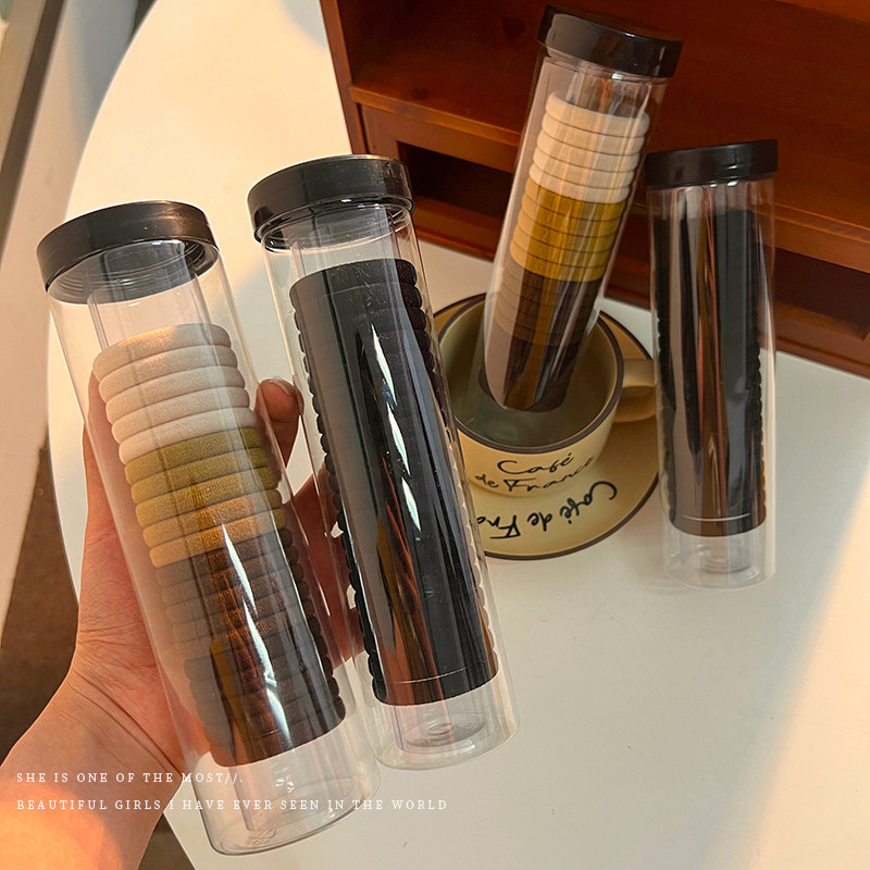 金花银叠高弹力罐装发绳