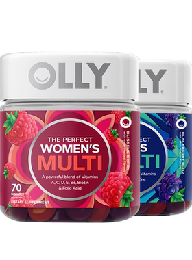 OLLY女士复合维生素多维软糖+综合生物素男士多维生素组合装进口