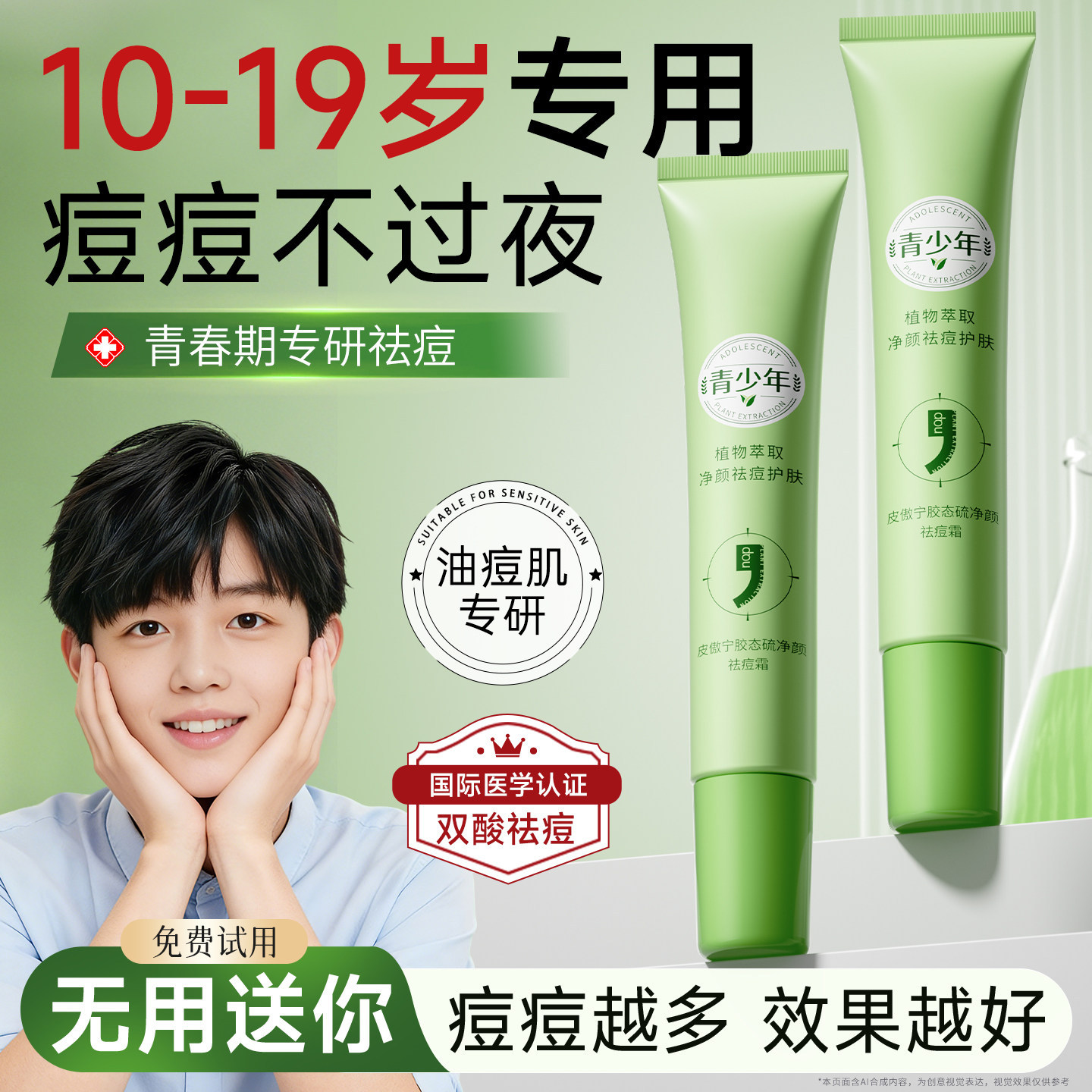 青春期祛痘膏胶态硫淡化痘印软膏去豆痘坑闭口粉刺女生男初中专用