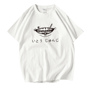 伊藤润二第五人格川上富江漫画周边短袖纯棉男女宽松半袖体恤t恤