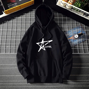 带帽男女宽松衣服 Lavigne艾薇儿卫衣连帽潮衣服套头衫 摇滚 Avril