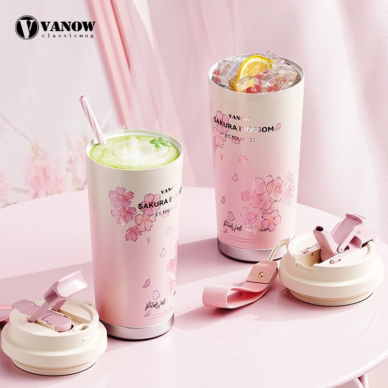 英国Vanow樱花保温杯陶瓷覆层