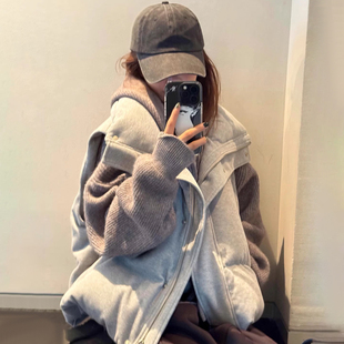 羽绒马甲棉服外套女2025秋冬新款慵懒风灯芯绒加厚保暖背心马夹