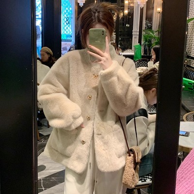 短款加厚小香风皮草外套女