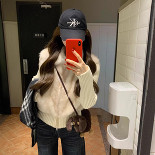 环保皮草毛毛外套女款2025秋冬款时尚针织袖可拆卸短款小个子上衣