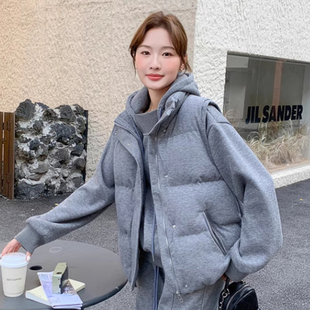 羽绒马甲女外穿2025秋冬新款灰色立领慵懒风洋气保暖背心外套棉服