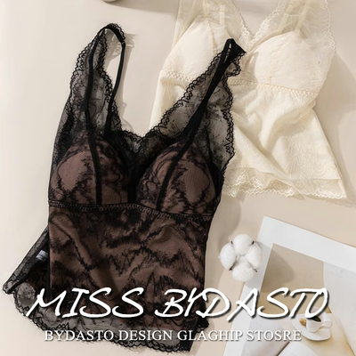 byda法式蕾丝内衣带胸垫吊带背心
