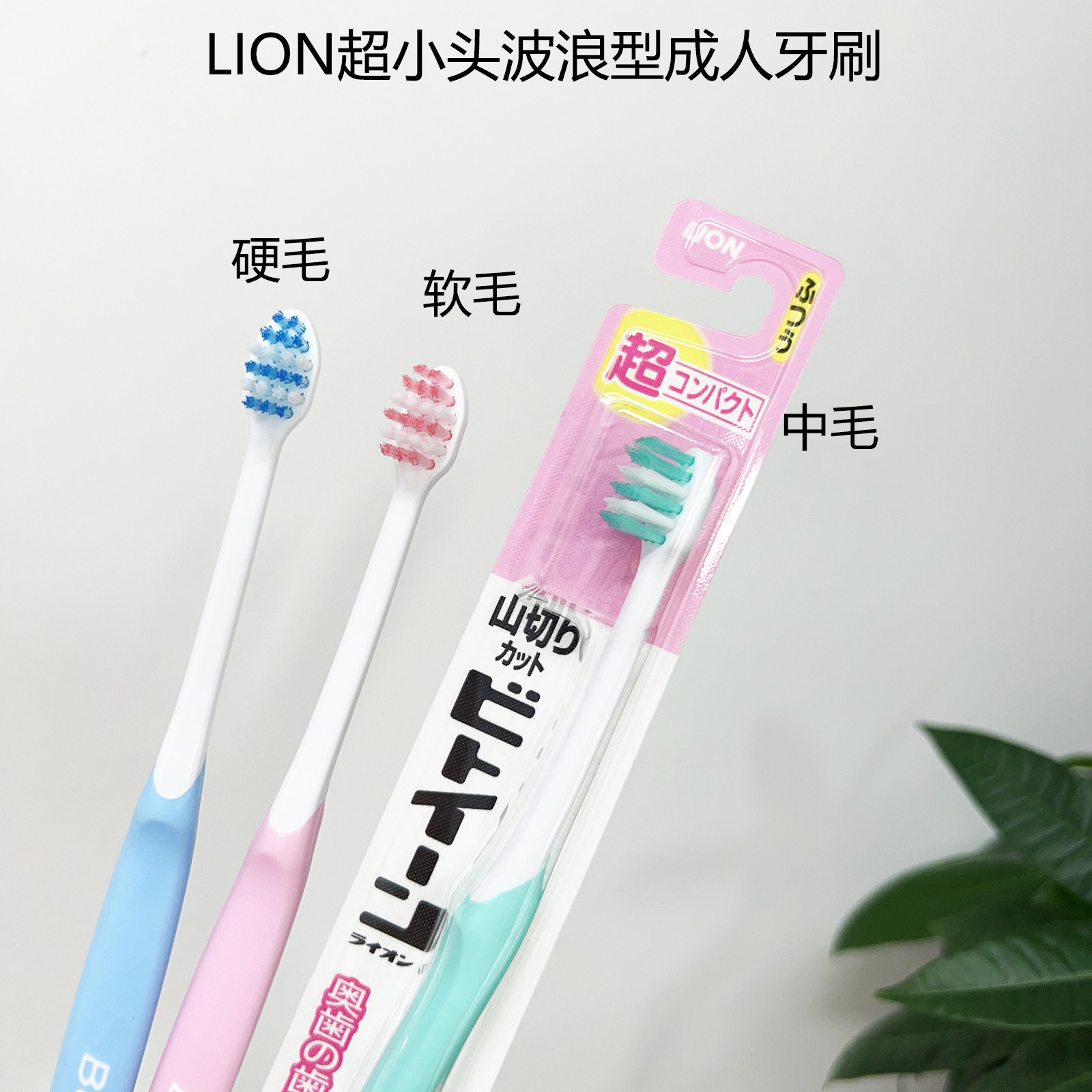 LION狮王超小头波浪型成人牙刷硬毛软毛中毛女士牙刷防滑手柄