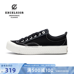 【布洛克系列】excelsior饼干鞋官方 黑色休闲板鞋厚底帆布鞋女款