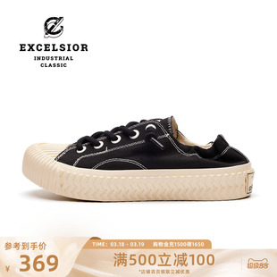 excelsior饼干鞋官方 百搭女鞋一脚蹬半拖帆布鞋黑色板鞋运动鞋男