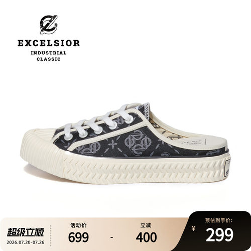 EXCELSIOR休闲厚底半拖帆布鞋
