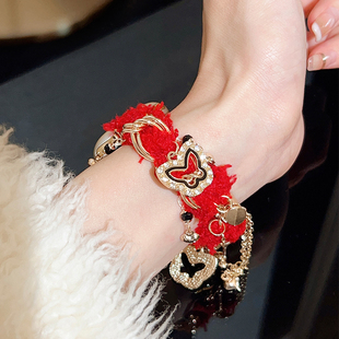 45mm冬红色s8新年款 宝壳趣适用苹果手表iwatch11小香风表带applewatch10星星红蝴蝶针织s9表带41mm