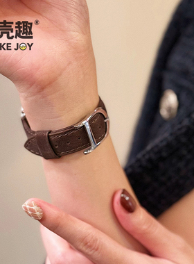 宝壳趣适用苹果applewatch11手表豹纹D扣表带s10/s9/s8真皮表带s7休闲表带se个性创意46/42mm气质Ultra秋冬女