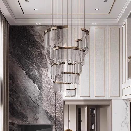 新中式轻奢挑空复式楼大吊灯