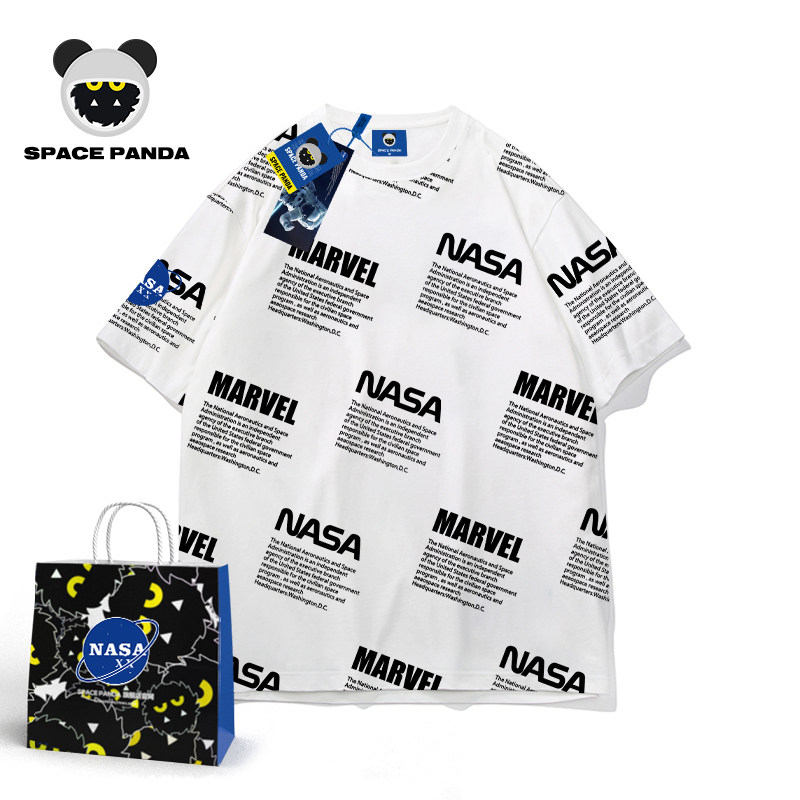 太空熊猫联名nasa小恶魔夏季潮牌短袖T恤休闲百搭半袖上衣情侣装