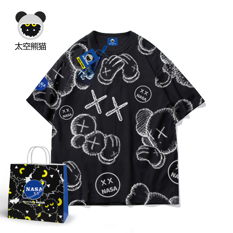 nasa旗舰店官网联名潮牌芝麻街短袖小恶魔T恤男夏季圆领宽松上衣