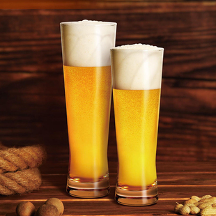 新款收腰小麦杯精酿啤酒杯皮尔森拉格IPA厚底高款玻璃杯LOGO定制