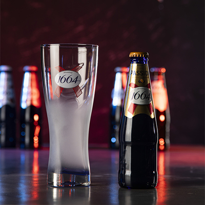 凯旋克伦堡Kronenbourg 1664精酿啤酒杯原版磨砂玻璃杯小麦啤酒杯