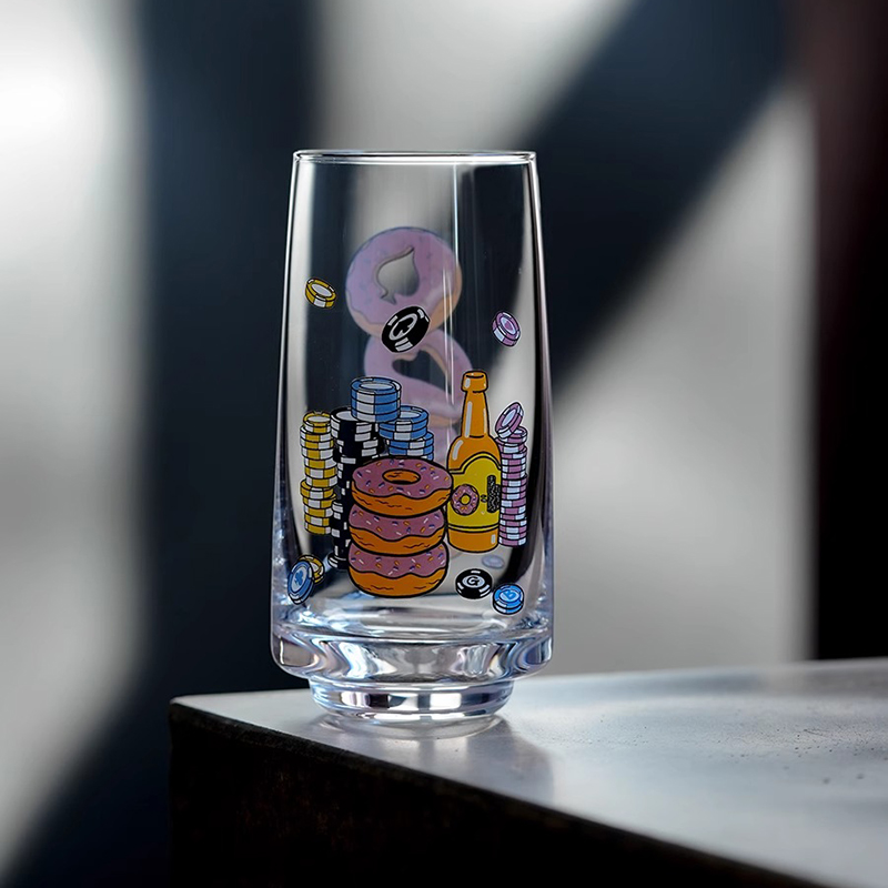 GLASS-BUF卡通图案啤酒杯 德州甜甜圈180ml小容量酒杯精酿啤酒杯