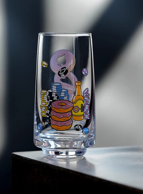 GLASS-BUF卡通图案啤酒杯 德州甜甜圈180ml小容量酒杯精酿啤酒杯