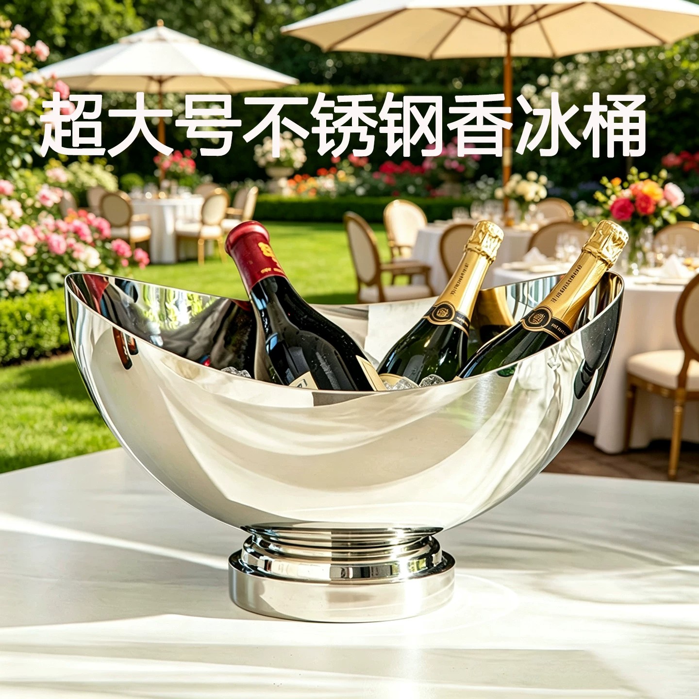 超大号不锈钢银色酒瓶冰桶图片