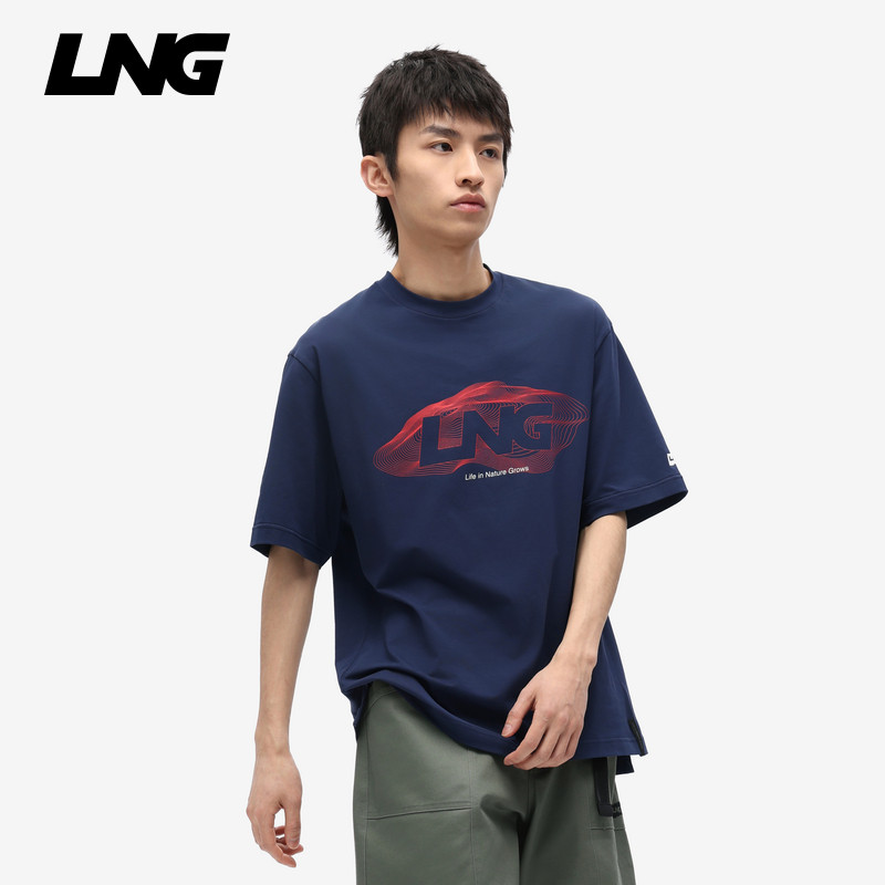 LNG25夏季新品男女同款潮流运动风接触凉感防晒印花短袖T恤