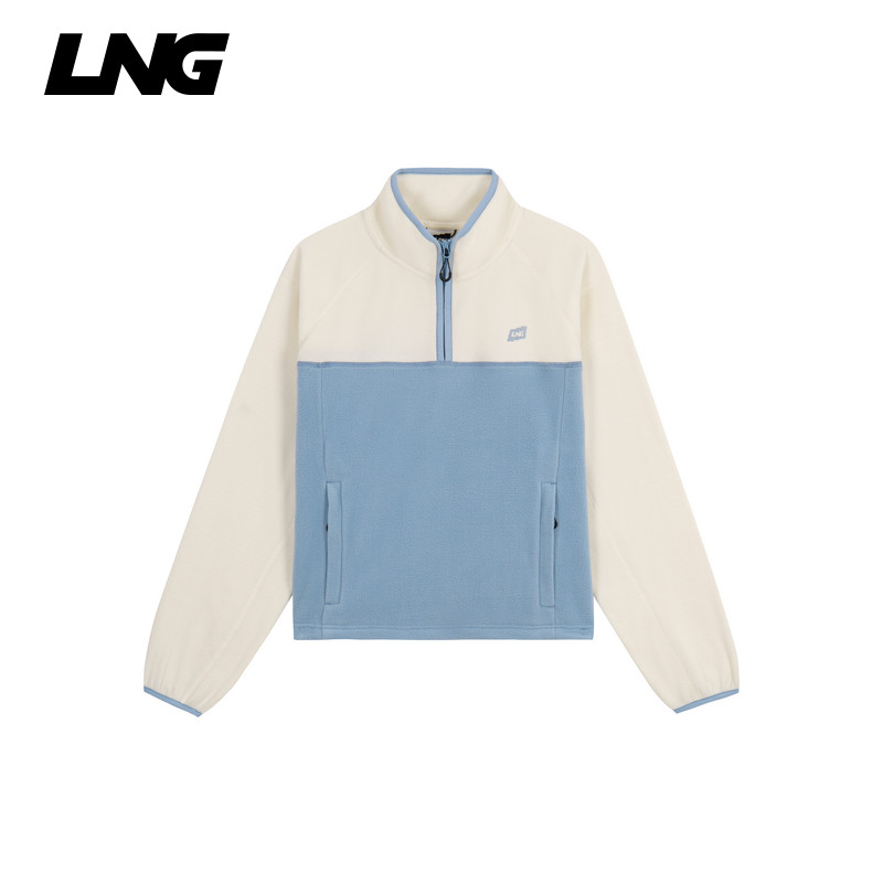 LNG25冬新品女款户外运动休闲保温立领撞色卫衣