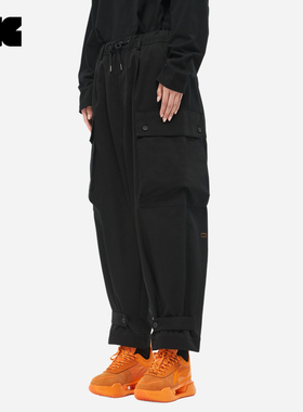 LNG 男女同款/黑色/宽松百搭 梭织休闲长裤阔腿裤