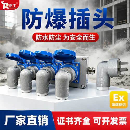 工业EX防爆插头插座套装220v/250v三插纯铜插芯10A/16A户外防雨水