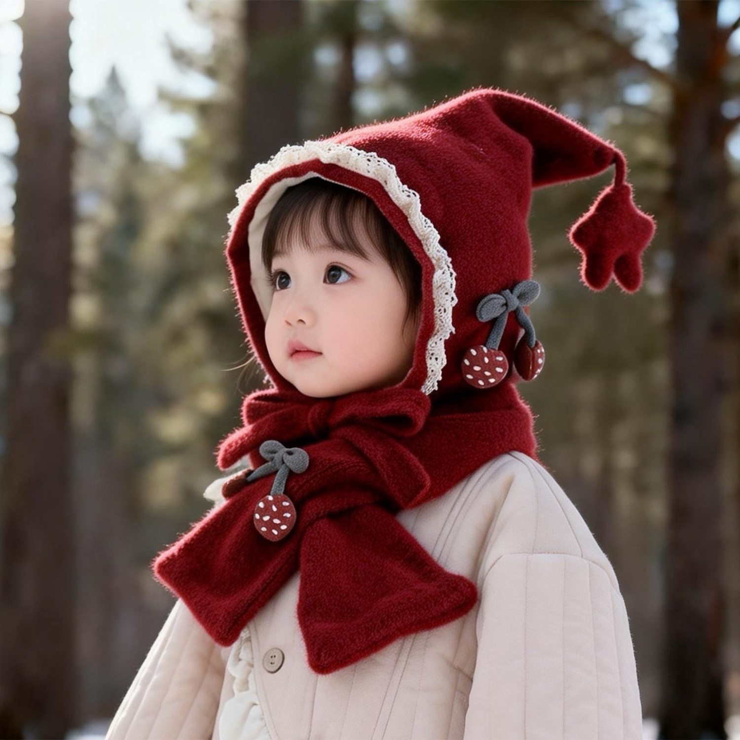 儿童帽子秋冬季小女孩洋气围巾套装宝宝护耳帽保暖防风针织毛线帽