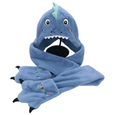 可爱恐龙超萌风卡通帽子围巾一体