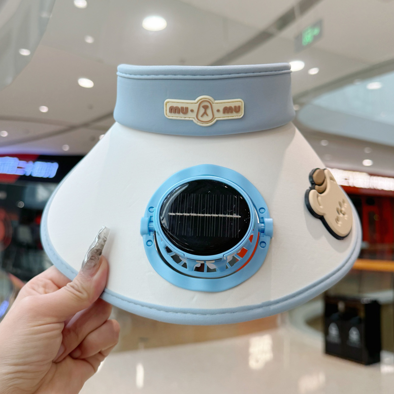 太阳能儿童风扇帽夏季防晒帽男童女童空顶帽子女孩户外出游遮阳帽