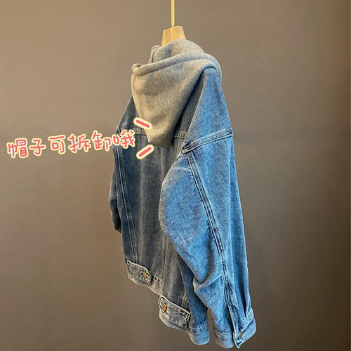 女童时尚百搭连帽牛仔外套