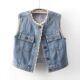 儿童无袖 大童设计感蕾丝花边圆领牛仔马甲童装 坎肩 新款 女童春秋季