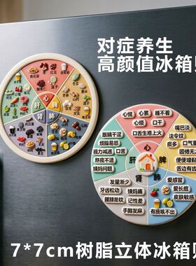 对症养生3D树脂立体冰箱贴磁吸家庭五谷杂粮科普健康自律生活自测