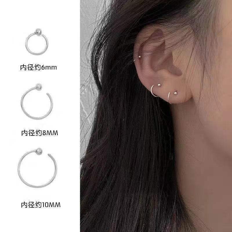 小圆圈豆豆耳骨钉养耳洞耳钉女潮流简约冷淡风2025年新款潮耳骨环