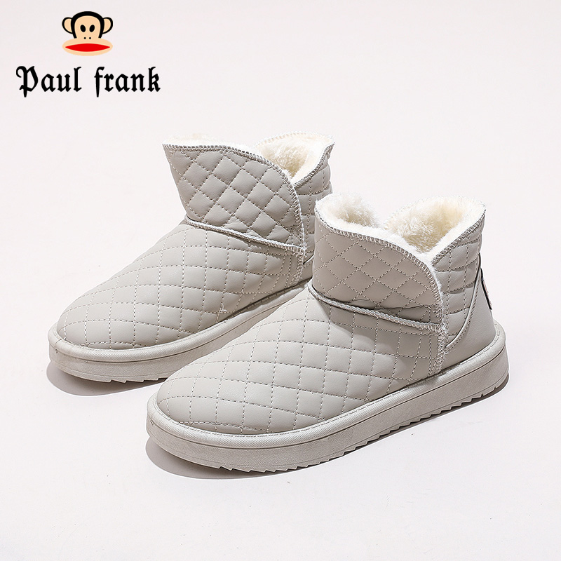 大嘴猴冬季加绒雪地靴女保暖棉鞋