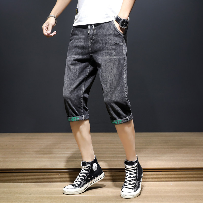 2021新款男士牛仔短裤男夏季薄款修身潮牌潮流中裤7七分裤男马裤|ruв категории Мужская одежда, джинсы - от Buy2taobao.com для оказания профессиональной услуги покупки агента Taobao