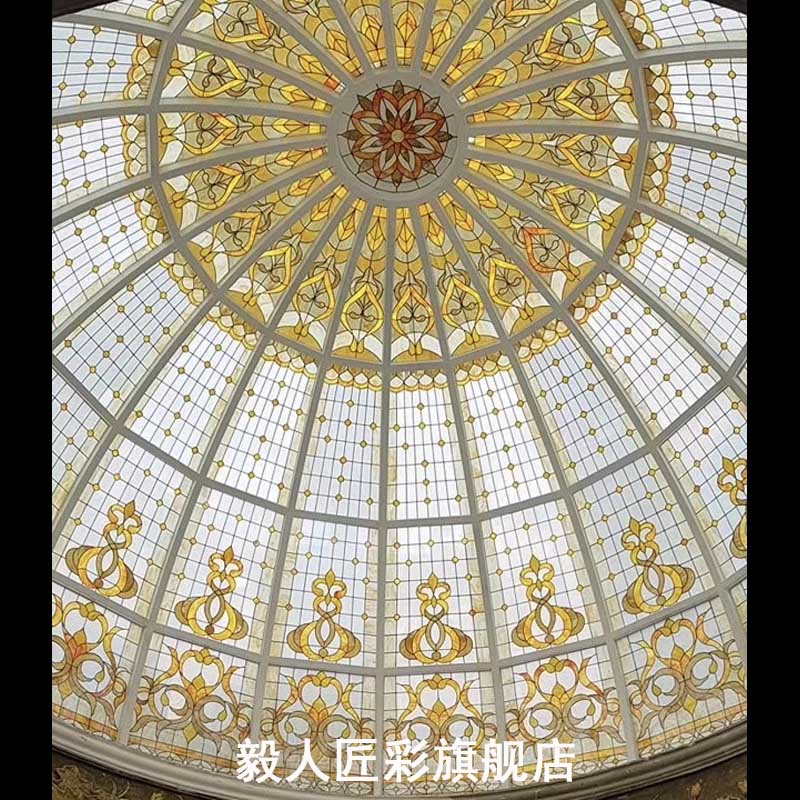 定制酒店会所ktv大堂餐厅别墅穹顶欧式彩色教堂艺术玻璃镶嵌包邮