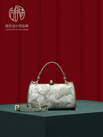 [Treasure Brand] National style embroidery niche pillow bag cowhide gold bag temperament mother handbag cross-body