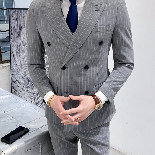 韩版修身年宴会西服套装男士商务职业装青年面试西装新郎结婚