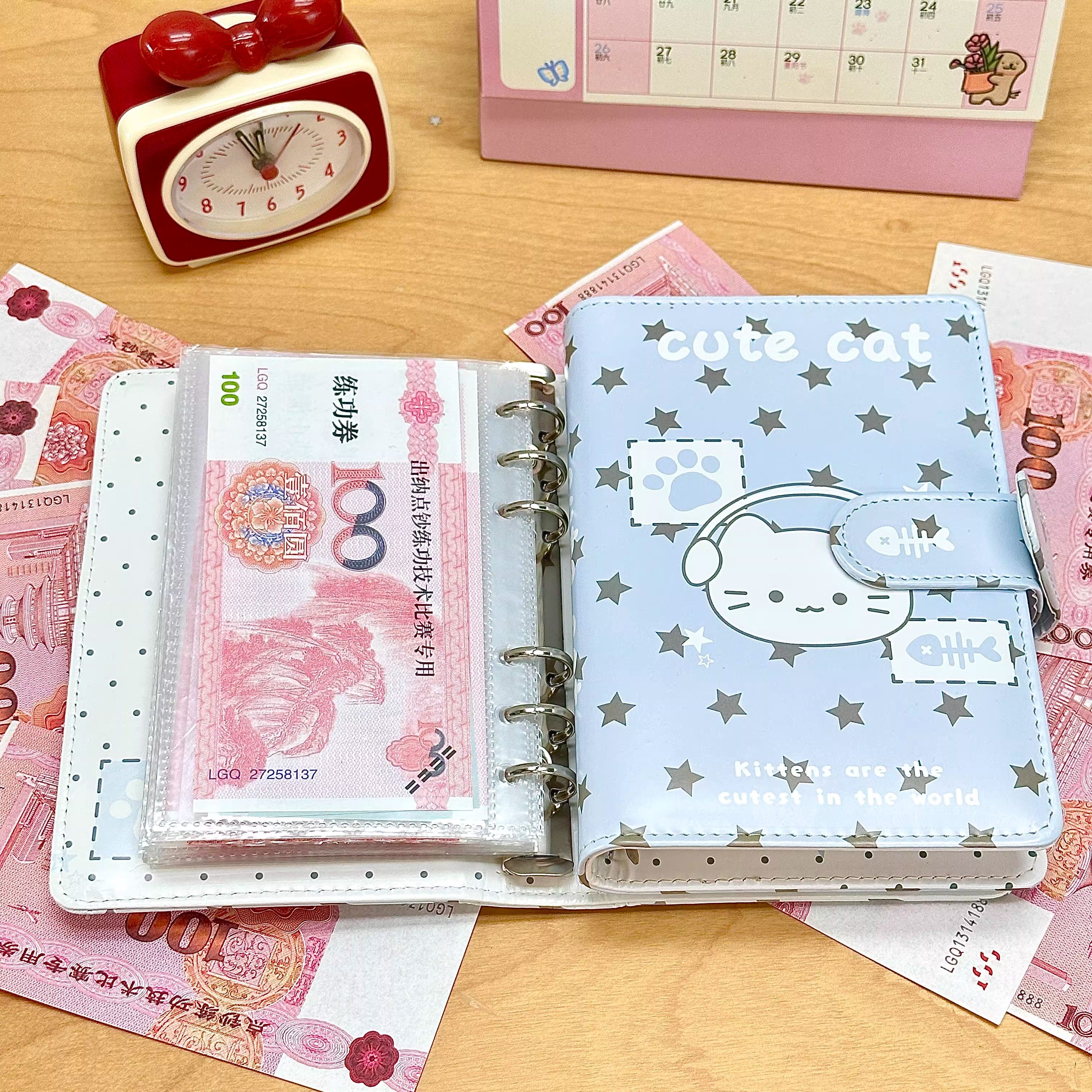 星星小猫大容量存钱本现金存钱夹钱册儿童记账本存钱袋2025年新款