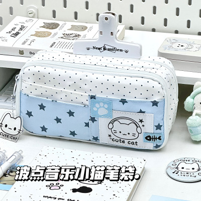 波点音乐小猫笔袋高颜值ins学生