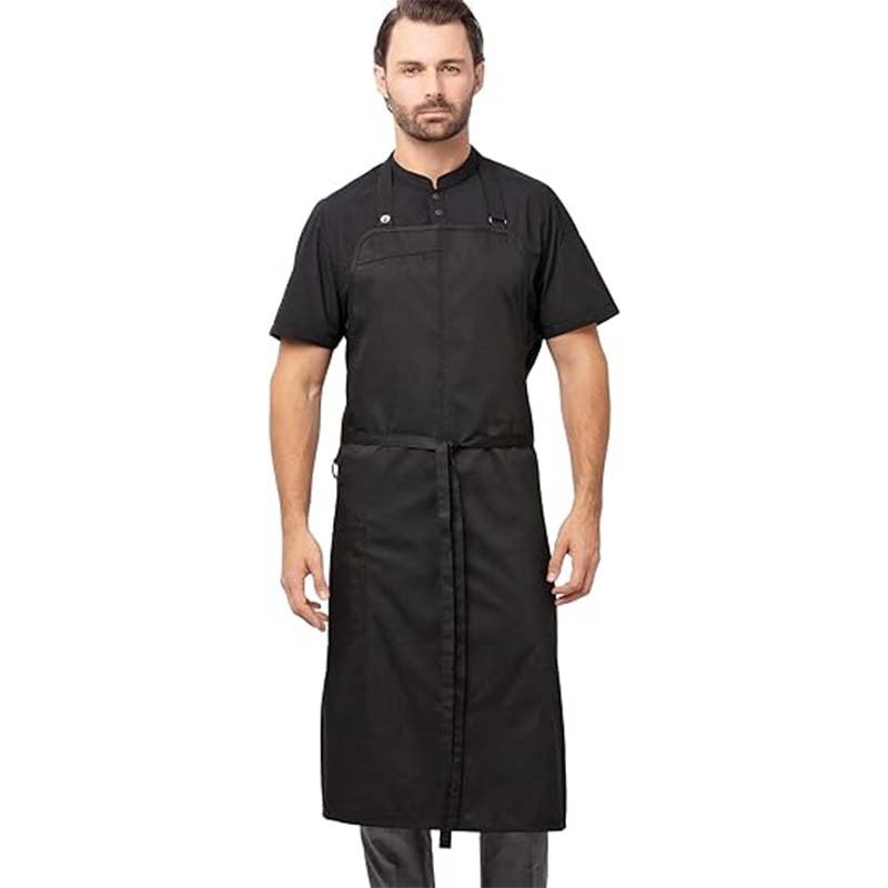 厨师围裙时尚简约男厨房奶茶挂脖印LOGO工作服新品家用