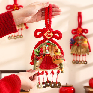 新年万字结2026新款春节入户门门把手挂饰马年扫把簸箕挂件装饰品