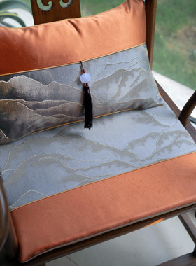 中式坐垫防滑椅垫透气橙色古典中国风座椅靠垫红木椅靠背抱枕定制