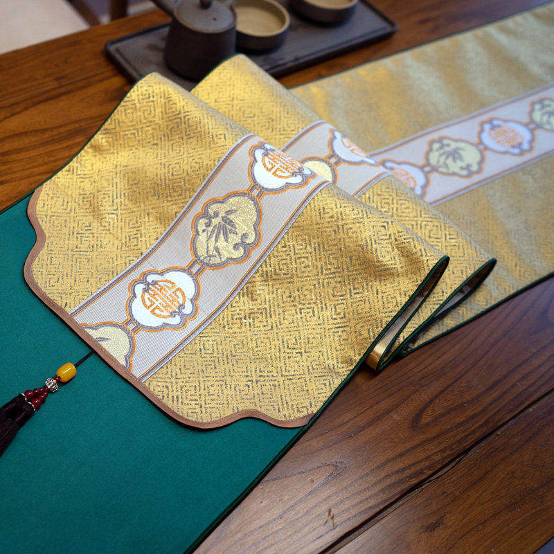 金色桌旗中式禅意新中式茶席长条茶旗轻奢茶几电视柜客厅餐桌桌布,居家布艺,桌旗,淘宝优惠券,粉丝福利购,淘宝优惠卷