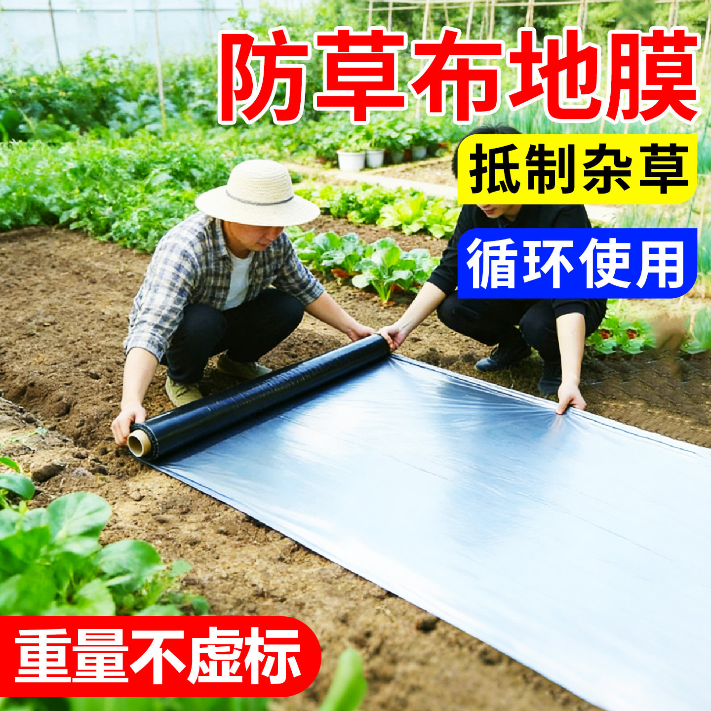 防草布地膜薄膜防虫反光银黑色地膜农用蔬菜种植专用塑料薄膜加厚