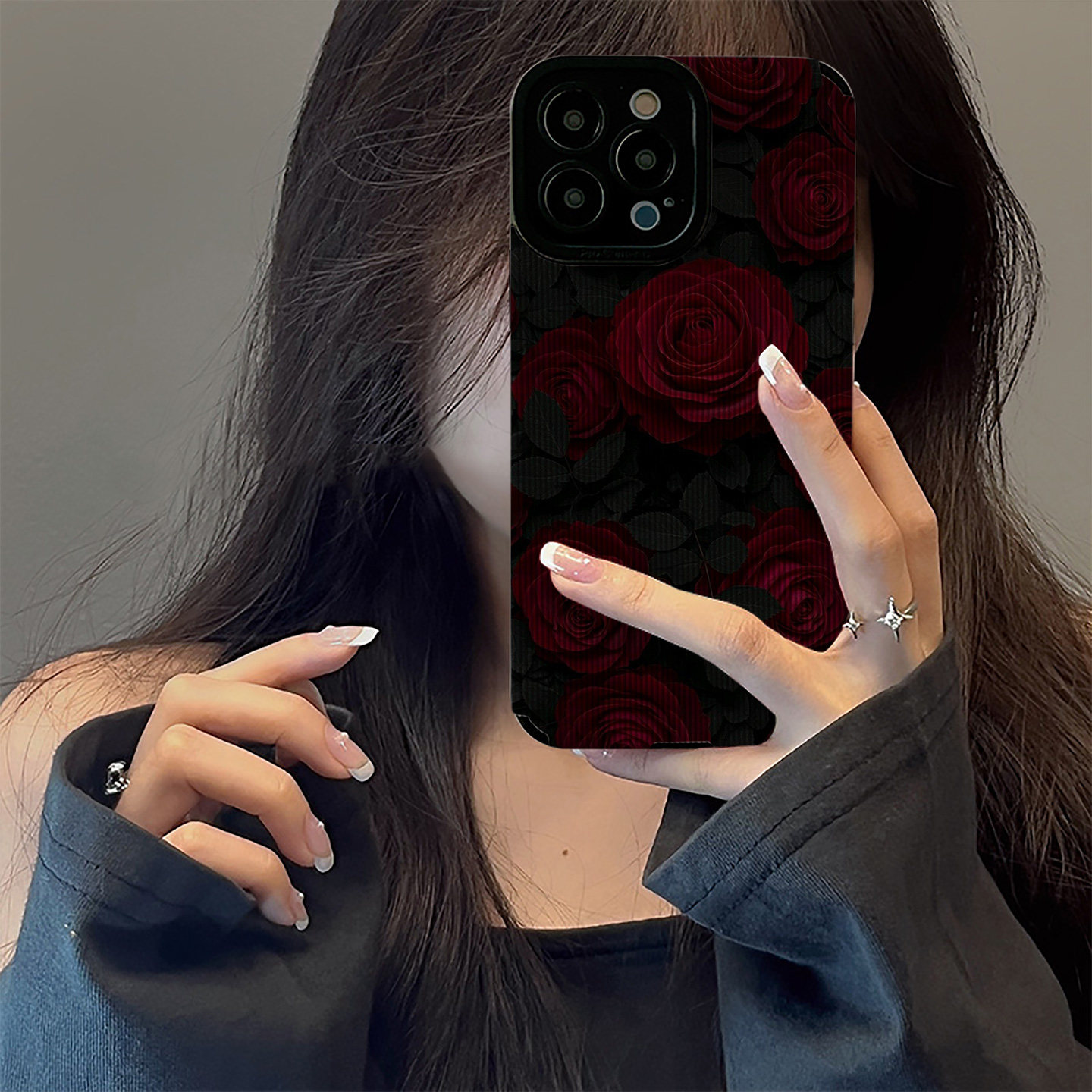 初绽适用一加15手机壳1+13小众12竖条纹11R暗红色玫瑰花潮高级感防摔一加ACE3全包ace2pro情侣个性保护套外壳